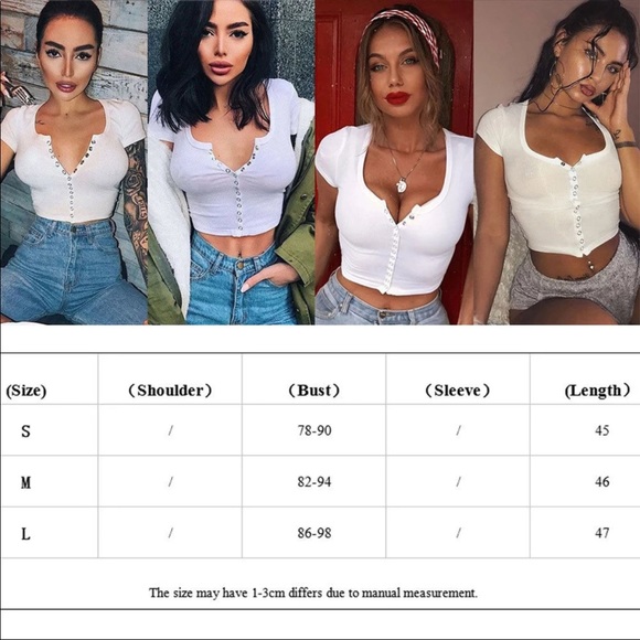 White Button Up Crop Top - Picture 4 of 6